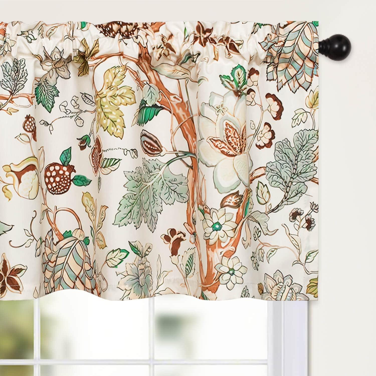 Multi Patterned Valance VOGOL Natural Plant Pattern Valance Curtains, 18 Inches Long Boho ...