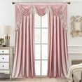 thumbnail image 1 of VOGOL Pink Velvet Waterfall Valance Curtains Set, Blackout Rod Pocket Drapes 60x106 Inches for Living Room & Nursery, 1 of 7