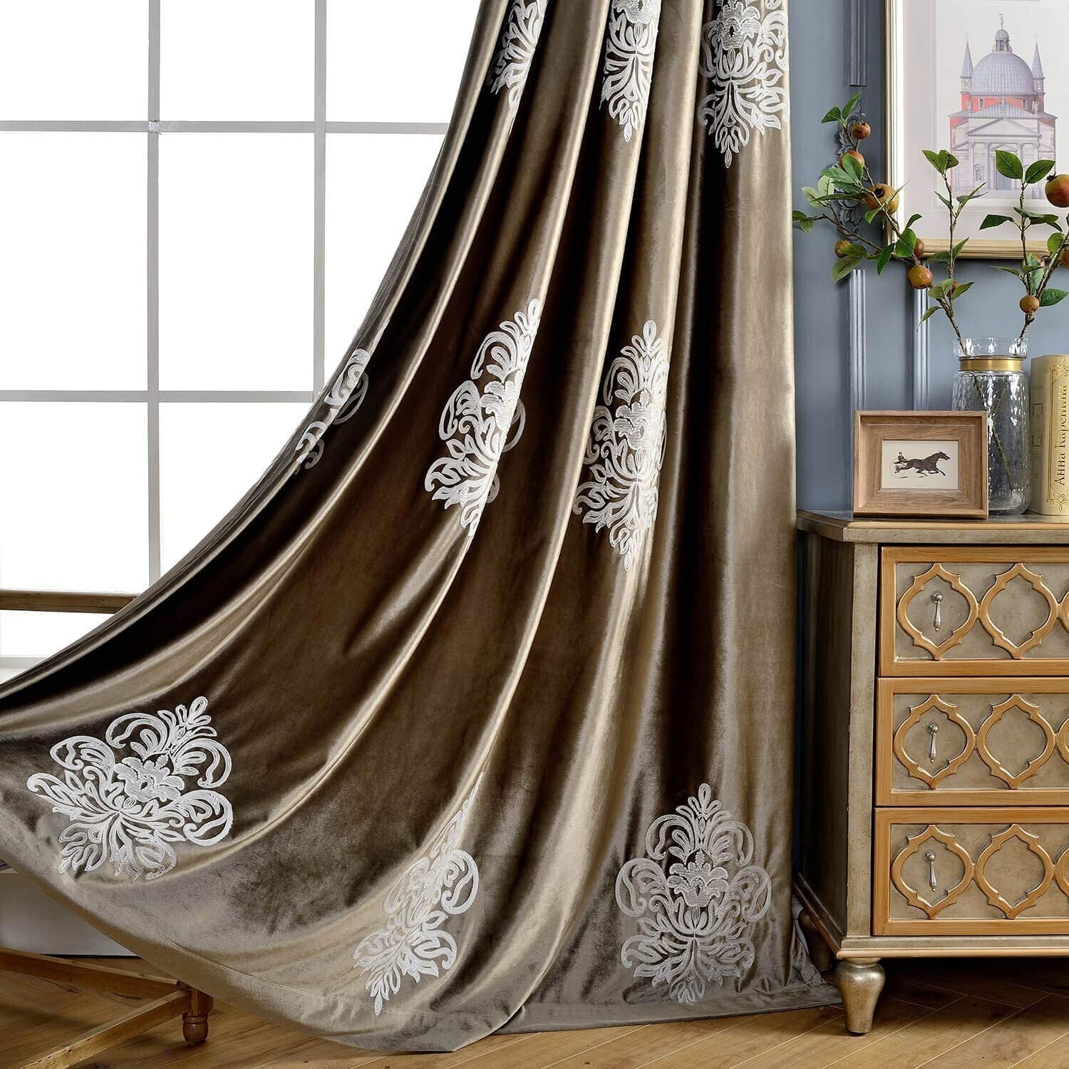 VOGOL Retro Stylish Window Drapes, Chocolate Brown Thick Room Darkening Window Treatments for Home Office Study, Pack of 2, W52"xL96", Top Grommet