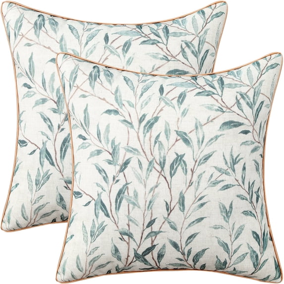 VOGOL Set of 2 18 x 18 Inches Pillow Covers, Leaves Pattern Perfect Home Decoration for Chair Sofa Bench, Blue