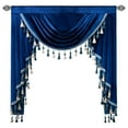 thumbnail image 1 of VOGOL Velvet Valance Curtains for Kitchen, 39 inch Wide Single Panel Rod Pocket Decorative Drapes with Tassels for Library Dining Room, Blue, 1 of 8