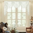 thumbnail image 1 of VOGOL White Beaded Jacquard Waterfall Valance Curtain, Rod Pocket Design, 43x79 Inches, Classic Living Room Decor, 1 of 7