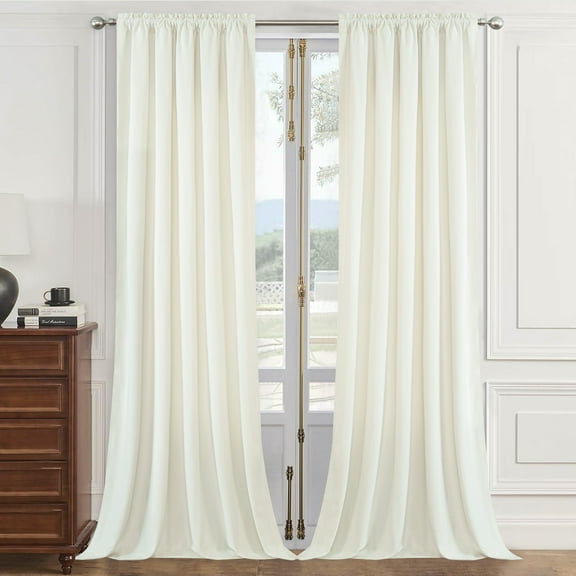 VOGOL White Velvet Blackout Curtains for Nursery, Soft Thermal Drapes 60x84 Inches with Rod Pocket, 2 Panels