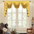 thumbnail image 1 of VOGOL Yellow Velvet Waterfall Swag Valance for Living Room, Thick Rod Pocket Curtain with Beaded Tassels and Elegant Textured Print, 43x79 Inches, 1 of 7