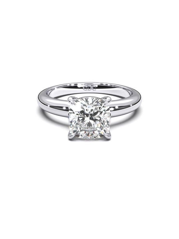 VOGUE 4 Prong Cushion Cut 925 Silver Solitaire Engagement Ring - 3.00ct Platinum Plated - Size 4