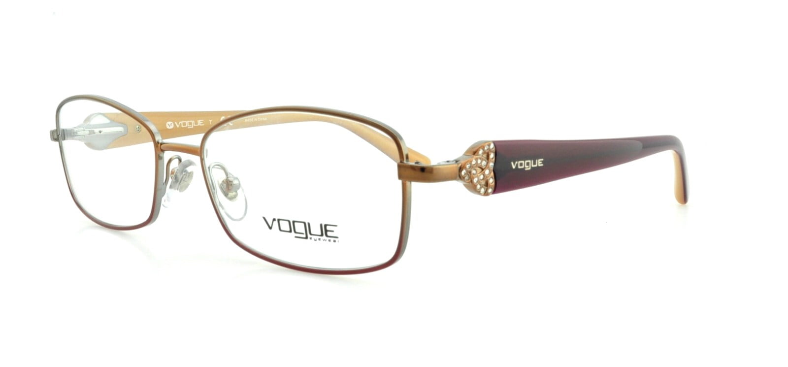 VOGUE Eyeglasses VO3845B 896 Brown Pink 52MM - Walmart.com, image size:1600x745