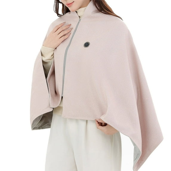 VOGUES Electric Shawl Wrap - Portable Heated Shawl Rechargeable, Heated Shawl Wraps For Women, Portable Soft Zipper Electric Heated Blanket Shawl, 3 Heating Levels, USB Heated Blanket Shawl