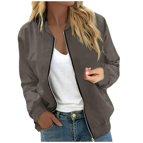 VOGUES Lightweight Jackets For Women Casual, Fall Jackets For Women 2025, Womens Jacket Plus Size Bomber Jackets Lightweight With Pockets Zip Up Quilted Casual Coat Outwear Khaki XL
