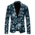 thumbnail image 1 of VOGUES Men Suits Slim Fit Christmas Blazer Snowflake Santa Printed Pocket Lapel Buttoned Blazer Suit Jacket Suit, 1 of 5