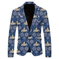 thumbnail image 1 of VOGUES Men Suits Slim Fit Christmas Blazer Snowflake Santa Printed Pocket Lapel Buttoned Blazer Suit Jacket Suit, 1 of 5