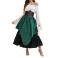 thumbnail image 1 of VOGUES Renaissance Costume Women Asymmetric Skirt Dress Top Waistband Set Green Xl Festival Outfits For Women, 1 of 5