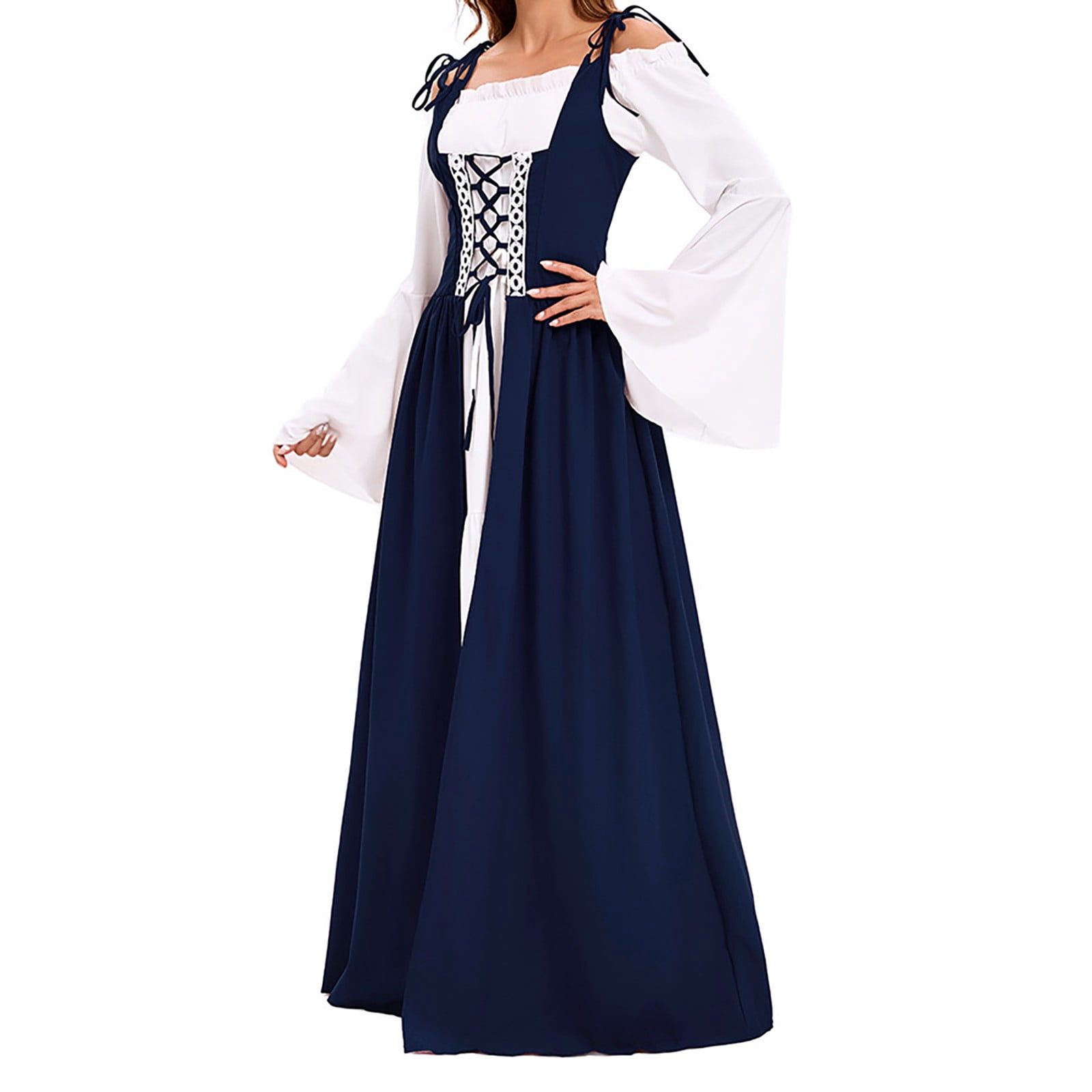 Blue Vouges VOGUES Renaissance Costume Women Vintage Court Queen Long Dress For ...
