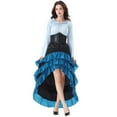 thumbnail image 1 of VOGUES Renaissance Dress Bohemian Short-Front Long-Back Ruffled Skirt. Medieval Pirate-Style Waist-Shaping Skirt. Blue. S Festival Outfits For Women, 1 of 2