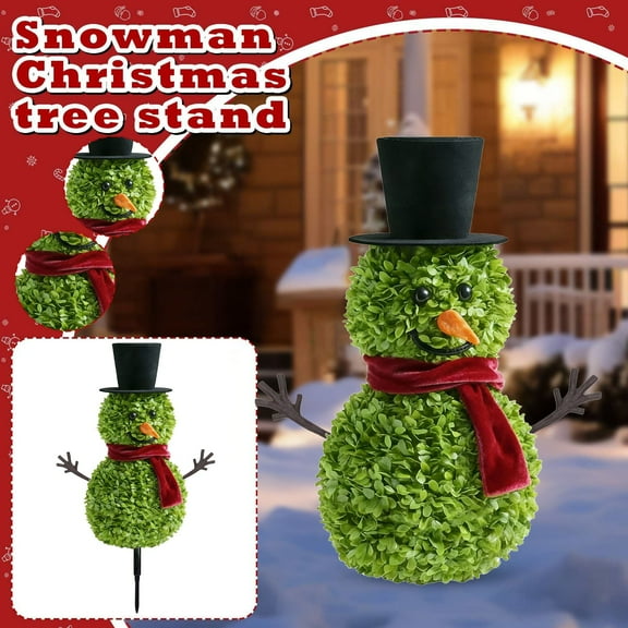 VOGUES Snowman Topiary, Holiday Snowman Stake Holiday Yard Outdoor Lighted Display Snowman Stake Snowman Sign 3D Snowman Sign 21.65Inch