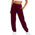 thumbnail image 1 of VOGUES Women's Solid Leisure Sweatpant, Big&Tall, red sweatpants, Polyester, Ladies Solid Color Drawstring Elastic Waist Casual Loose Foot Sweatpants, 1 of 3