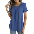 thumbnail image 1 of VOIANLIMO Women's Plus Size Summer Tops Short Sleeve Lace Pleated Blouses Tunic Tops M-4XL, 1 of 4