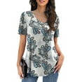 thumbnail image 1 of VOIANLIMO Womens Plus Size Casual Tops V Neck Short Sleeve Shirt Floral Blouses Tunic Tops M-4X, 1 of 9
