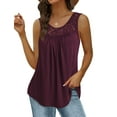 thumbnail image 1 of VOIANLIMO Womens Sleeveless Tops Loose Fit Lace Tank Tops Casual Summer Shirts Blouses, Mulberry, Medium, 1 of 4