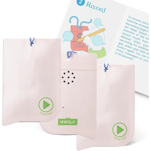 VOICEGIFT 60 Seconds Recordable Gift Tags with String for All Occasions and Events - Record Your Heartfelt Message for Your Loved Ones (Seashell | 3 Pack)