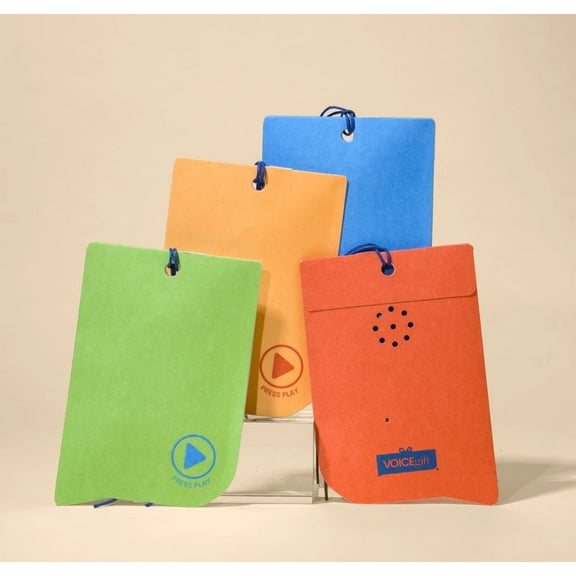 VOICEGIFT 60 Seconds Recordable Gift Tags with String for All Occasions and Events - Record Your Heartfelt Message for Your Loved Ones (Multicolor | 4 Pack)