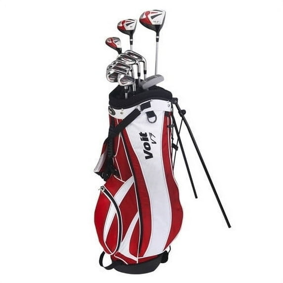VOIT GOLF V7 15 PIECE MEN'S RH COMPLETE HYBRID STEEL GOLF CLUBS SET & STAND BAG