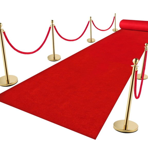 VOK Red Aisle Runner Carpet Rugs for Wedding Accessories, Premium 160 GSM Felt Non-Woven Fabric Runway Rug for Step, Ceremony Parties and Events Indoor or Outdoor Decoration (Red, 3X15 ft) Y101