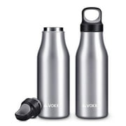 VOKKA Stainless Steel Hydro Flasks Water Bottle Flask 450 ml, BPA-Free, Vacuum-Insulated, Keeps Drinks Cold 24 Hours & Hot 12 Hours, Metallic