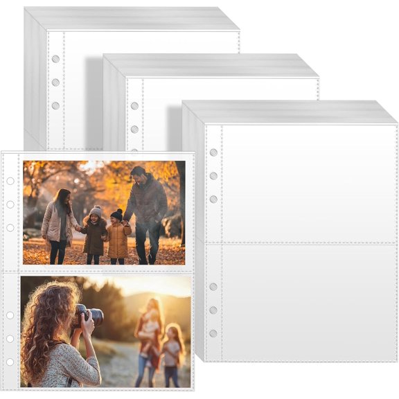 VOKOY 90 Pack Clear Binder Sleeves, Double Sided 2 Pocket Plastic Sleeves Pouch Binder Inserts Refill Sheets Protectors Photo Card Album Page Sticker Organizer for 6 Ring A5 Binder,360 Pockets