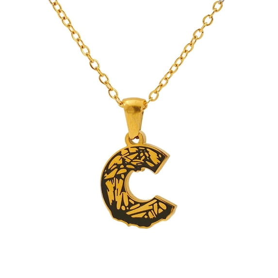VOLALO Jewelry Initial Pendant Necklace for Men Womens, 18K Gold Plated Black Mixed Full Letter Capital From A-Zins
