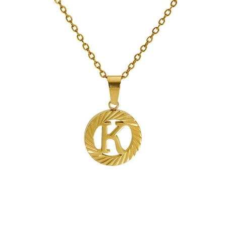 VOLALO Jewelry Initial Pendant Necklace for Men Womens, 18K Gold Plated Round Letter Capital From A-Z