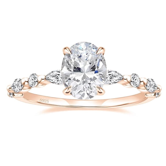 VOLALO 2 Carat Oval Cut Engagement Promise Ring for Women