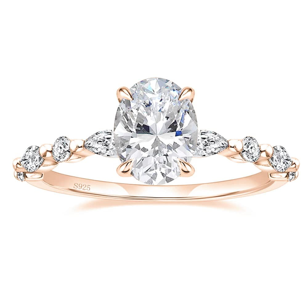 VOLALO 2CT Engagement Rings Oval Cut Promise Ring For Women