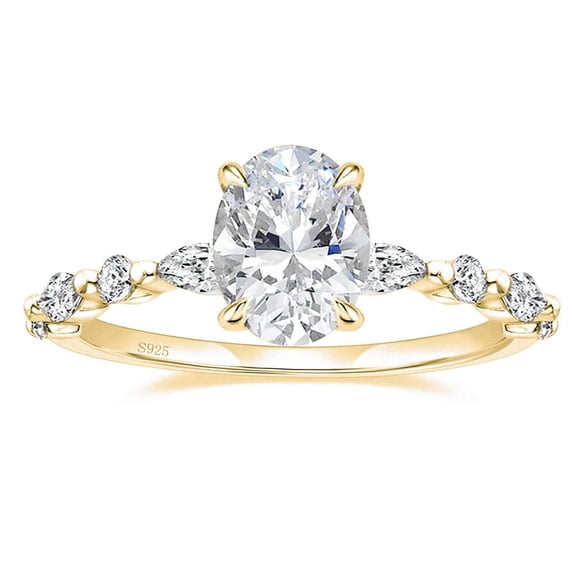 VOLALO 2 Carat Oval Cut Engagement Promise Ring for Women