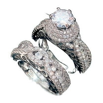 VOLALO 2pcs His and Hers Wedding Ring Sets Couples Engagement Rings Women and Men 925 Sterling Silver AAA Cubic Zirconia Double Layer