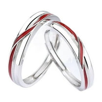 VOLALO 2pcs His and Hers Wedding Ring Sets Couples Engagement Rings Women and Men 925 Sterling Silver AAA Cubic Zirconia Line Couple Rings Pair