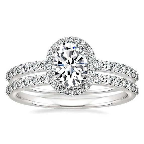 VOLALO 2pcs His and Hers Wedding Ring Sets Couples Engagement Rings Women and Men 925 Sterling Silver AAA Cubic Zirconia Oval Geometric Couple Rings