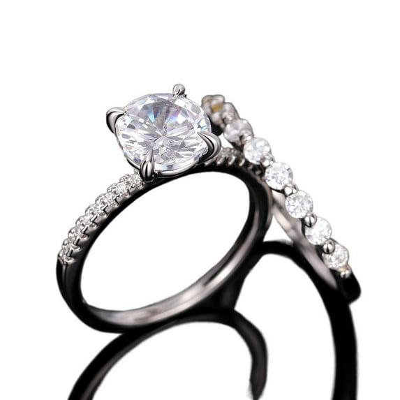 VOLALO 2pcs His and Hers Wedding Ring Sets Couples Engagement Rings Women and Men 925 Sterling Silver AAA Cubic Zirconia Simple Love Personality Ring Set