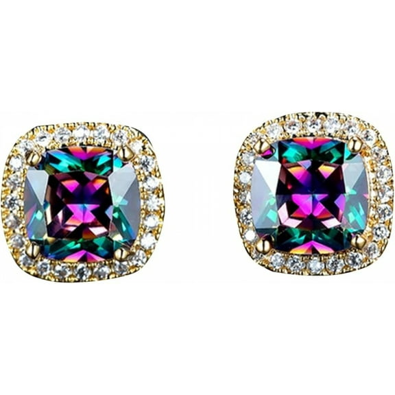 VOLALO 925 Sterling Silver for Sensitive Ears Colourful Sparkling Full Diamond Stud Earrings Gifts for Women Birthday