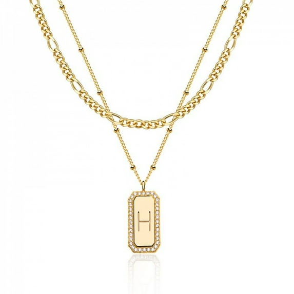 VOLALO Dainty Layered Initial Necklaces for Women Trendy Figaro Chain Necklace Initials Necklace initial letter pendant necklace