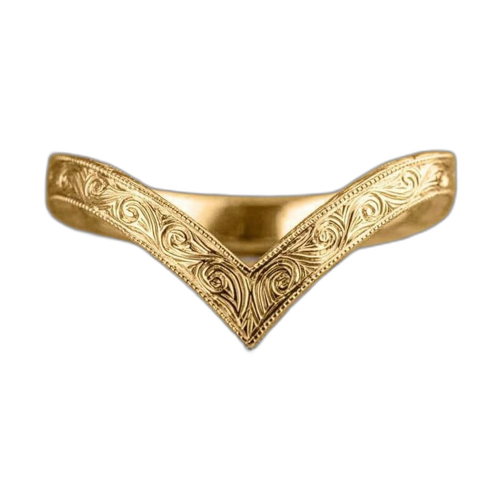 List Shape Box VOLALO Floral V Shape Band Ring for Women 14K Gold Plated Size 6 for ...