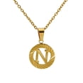 thumbnail image 1 of VOLALO Jewelry Initial Pendant Necklace for Men Womens, 18K Gold Plated Round Letter Capital From A-Z, 1 of 8