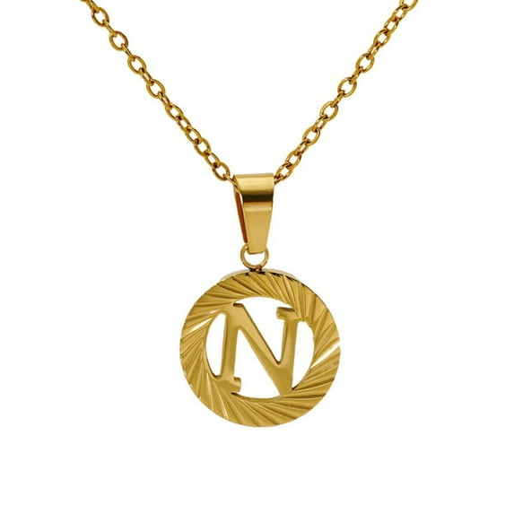 VOLALO Jewelry Initial Pendant Necklace for Men Womens, 18K Gold Plated Round Letter Capital From A-Z