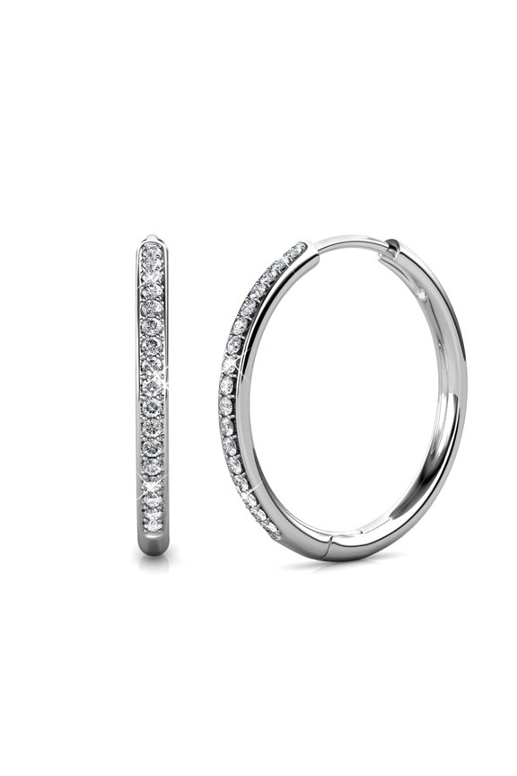 Hoop 1 Ct Cubic Zirconia Copper Earrings for Women 2 Piece Set Latch Back Closure