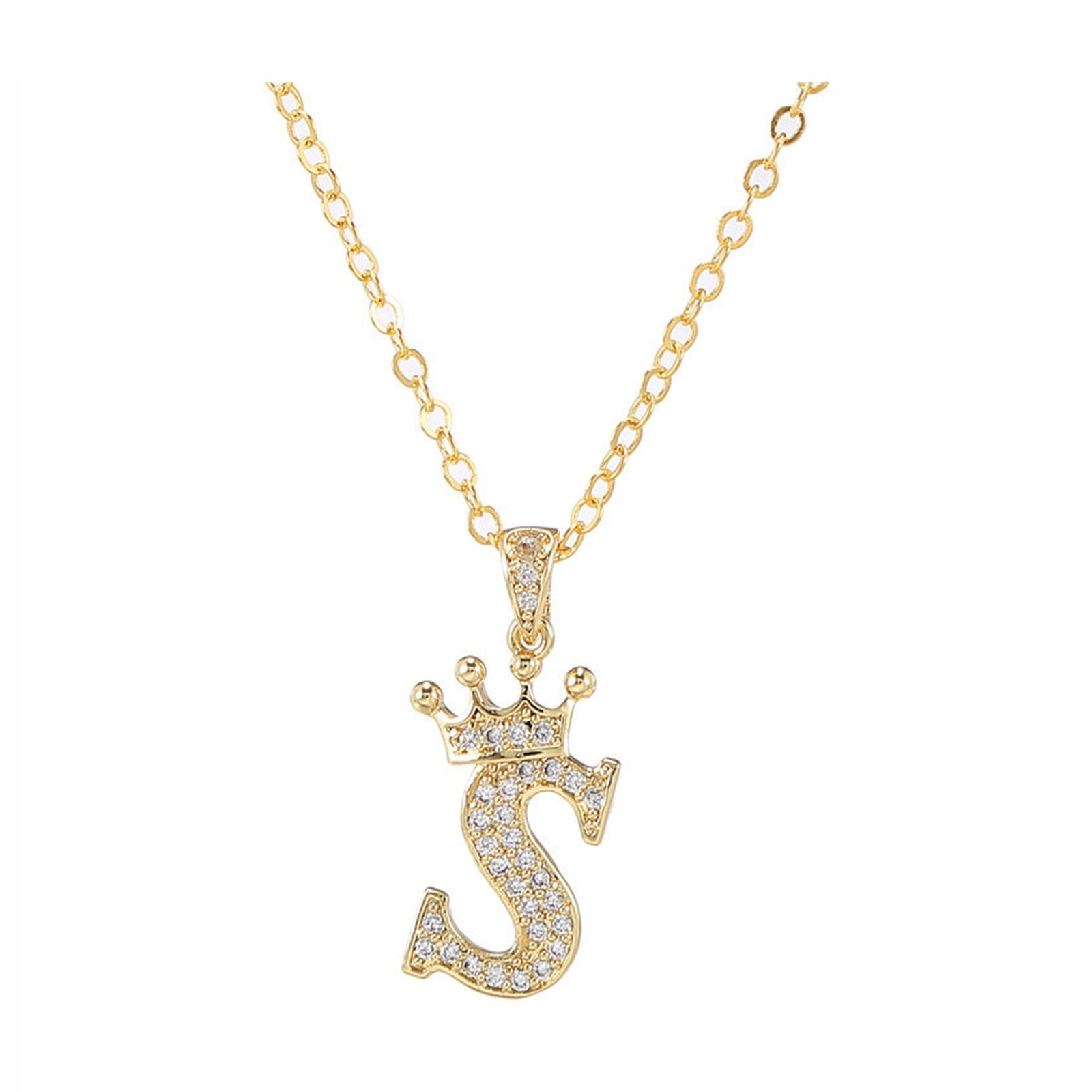 35 Lettering Gold VOLALO Unisex Letter S Initial Cable Chain Necklace for Both Men and ...