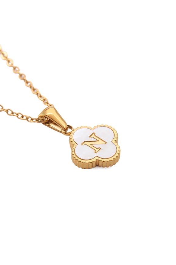 Jewelry Initial Pendant Necklace for Men Womens, 14K Gold Plated Flower Letter Capital Necklace Alphabets from A-Z Figaro Chain Necklace