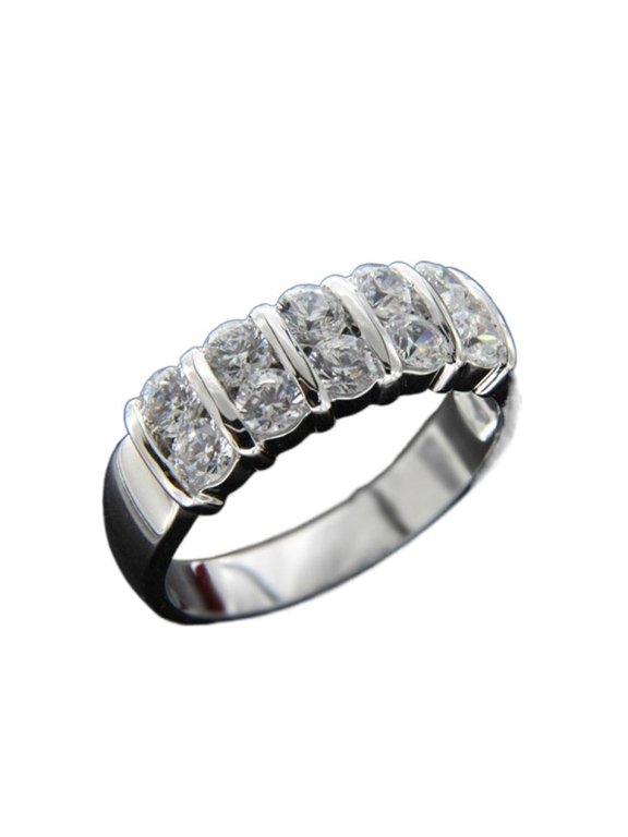 Mens Titanium Ring Wedding Band Cubic Zirconia Accessories Simple Double Row Stones Men'S Wedding Ring Fashion Engagement Ring With White Gift Box