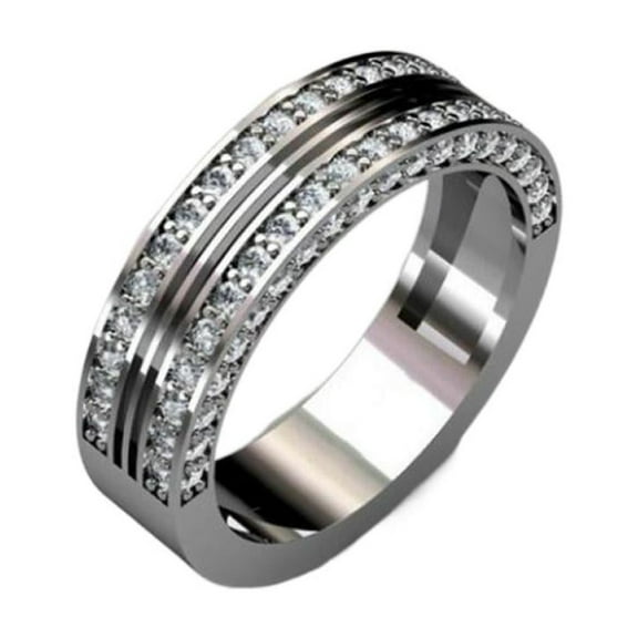 VOLALO Mens Titanium Ring Wedding Band Cubic Zirconia Plated 14K Gold Plated Engagement For Men And Women Wide Ring With White Gift Box