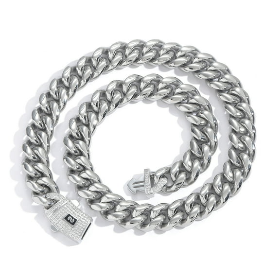 VOLALO Mens/Women Light Golden(14) Cuban Link Bracelet Stainless Steel Miami Thick Necklace Hip Hop Jewelry 6/8/10/12/14MM