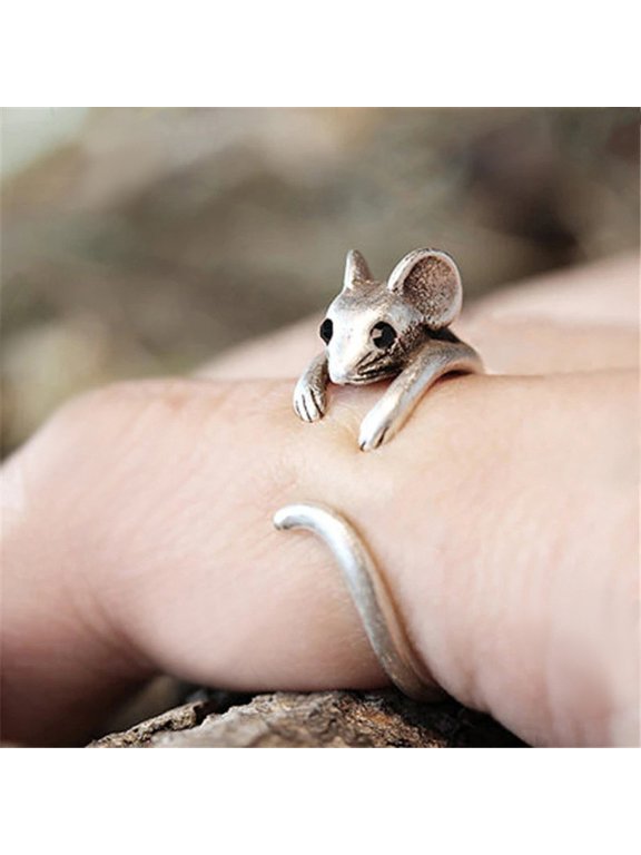 Mouse Open Ring for Women Adjustable Size for Everyday Wear Gift Box Included