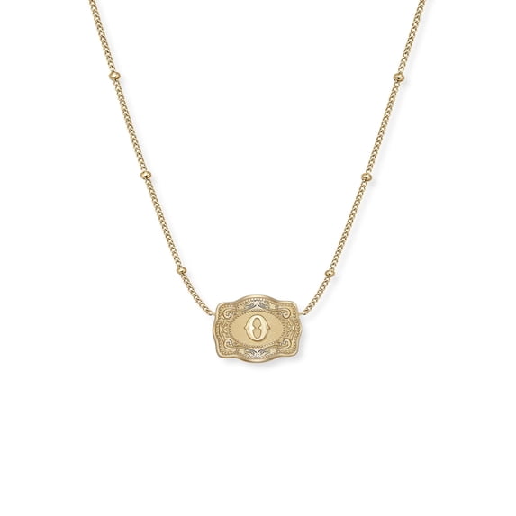 VOLALO Ultra Mini Belt Buckle Necklace with Initial – Gold